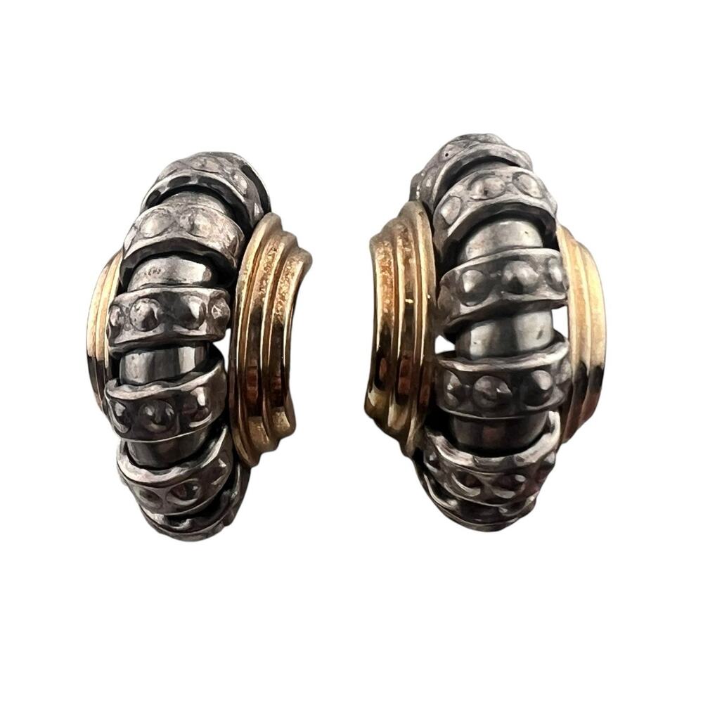 Alwand Vahan 14K Sterling Silver Pierced Earrings Vintage Modernist Omega Back